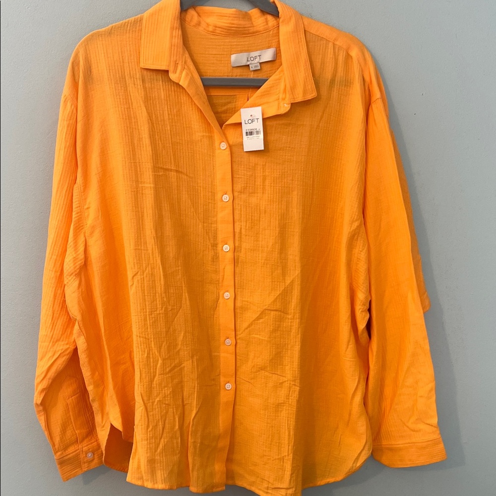 LOFT Bright Yellow Button-Up Shirt